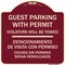 Signmission Guest Parking with Permit Violators Will Be Towed Estacionamento De Visita Con Permis, BU-1818-23926 A-DES-BU-1818-23926 - alternate 1